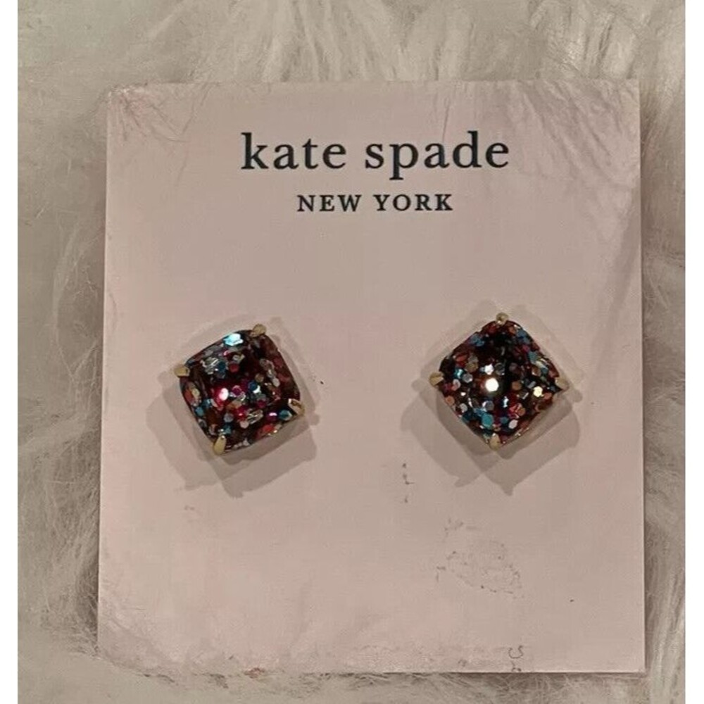 NWT Kate Spade Square Mini Glitter Stud Earrings $32 Multi Color